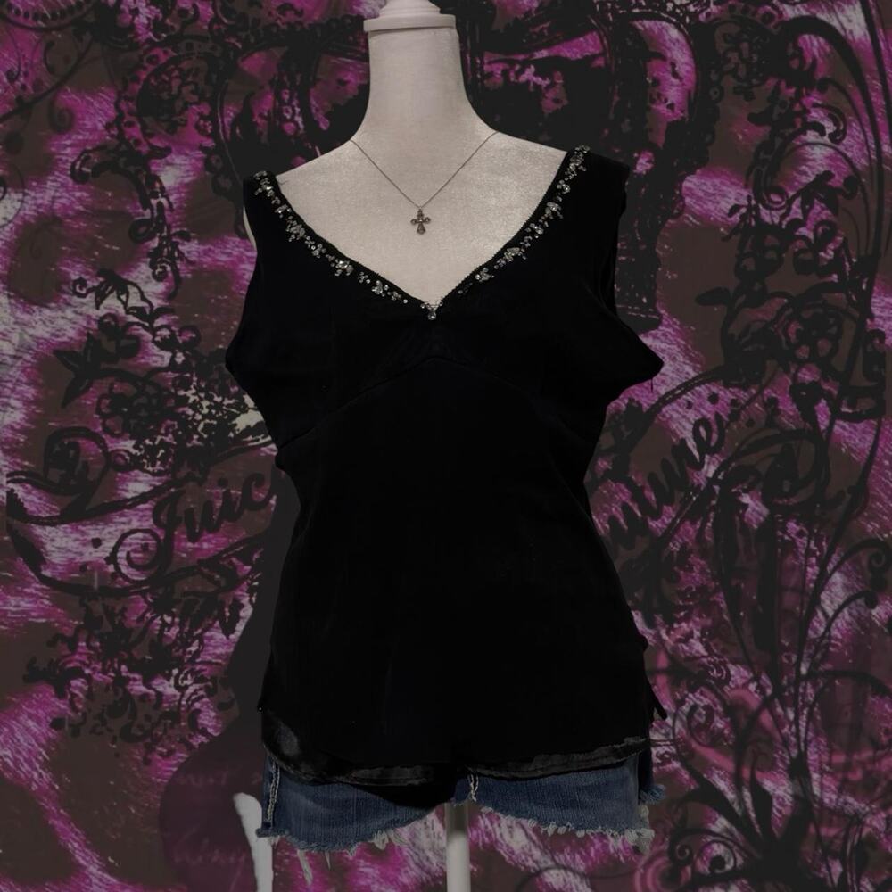 delicate sequins gems rhinestone embellished v neck glam top